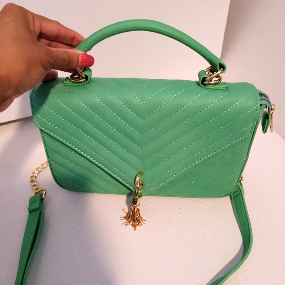 Green Vegan Satchel Bag NWT